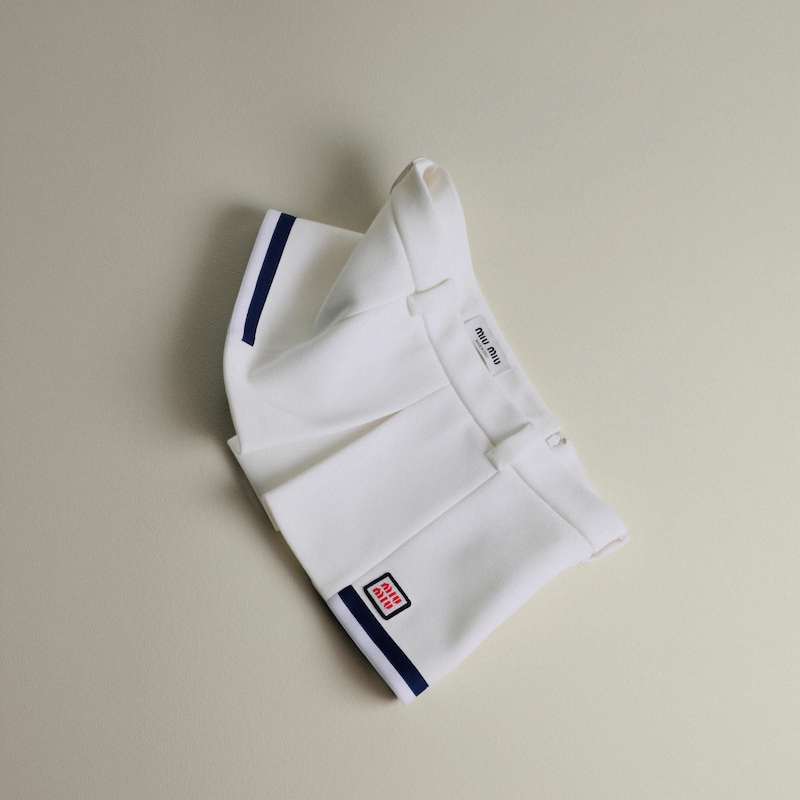 Bonded cotton piqué miniskirt