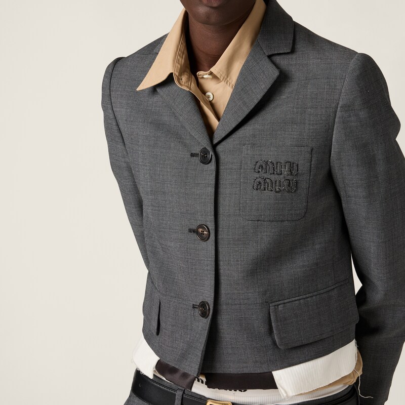 Single-breasted Prince of Wales check jacket