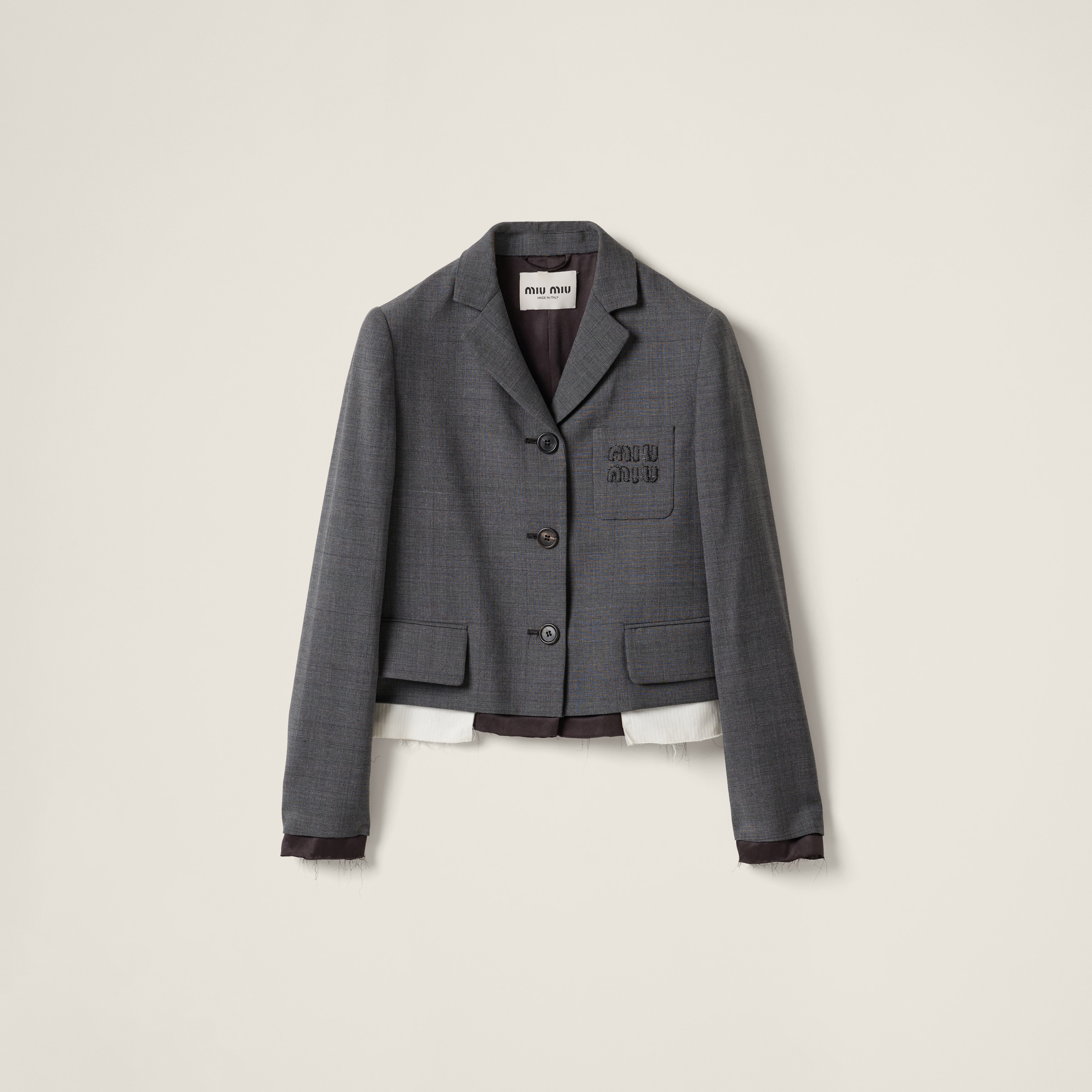 Slate Gray Single-breasted Prince Of Wales Check Jacket