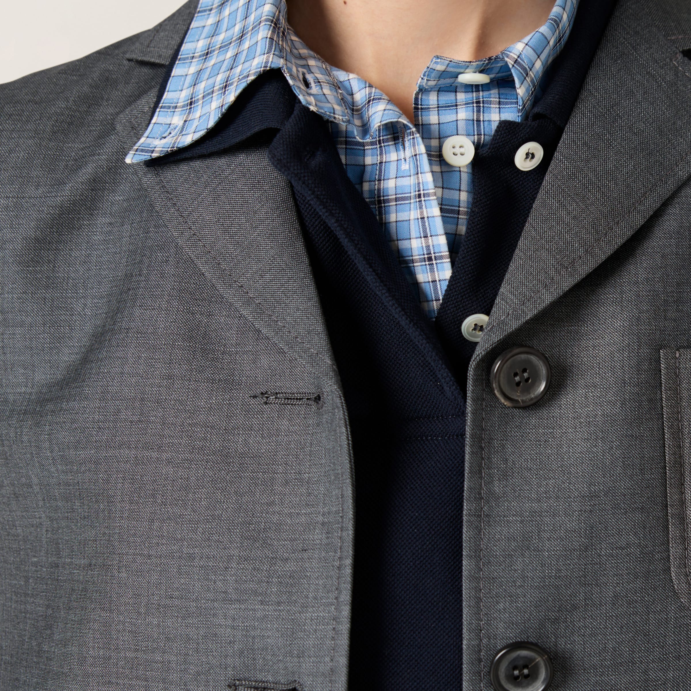 Miu Miu Single-breasted Grisaille Jacket With Logo In Slate Gray
