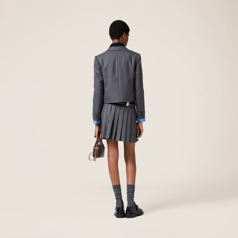 싱글브레스트 크롭 개버딘 재킷