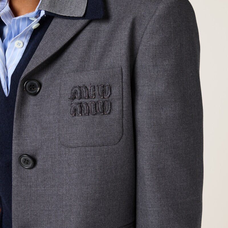 싱글브레스트 크롭 개버딘 재킷