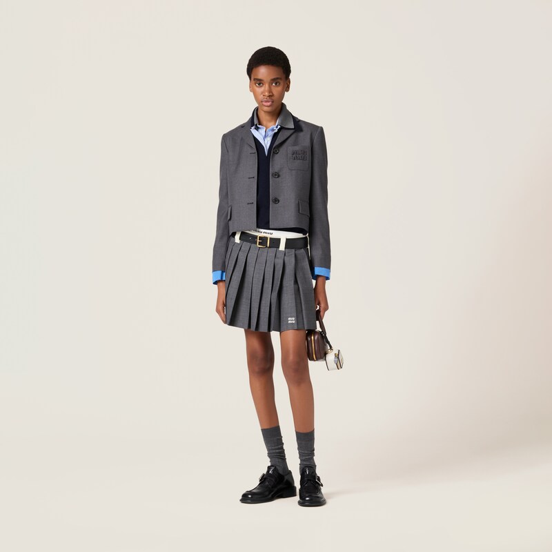 싱글브레스트 크롭 개버딘 재킷