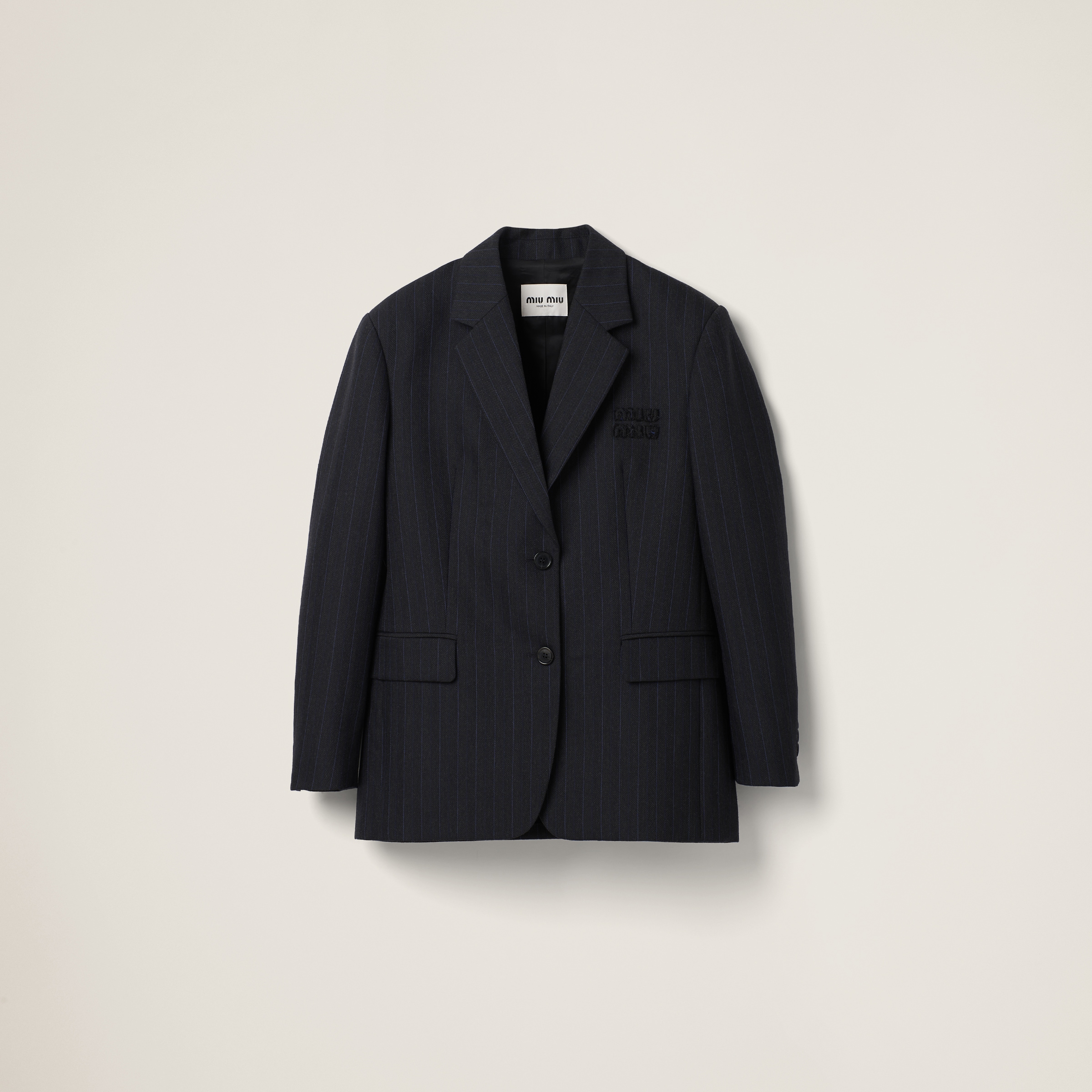 Miu Miu: Women's Single-Breasted Jacket (Navy/Gold) | DSMNY