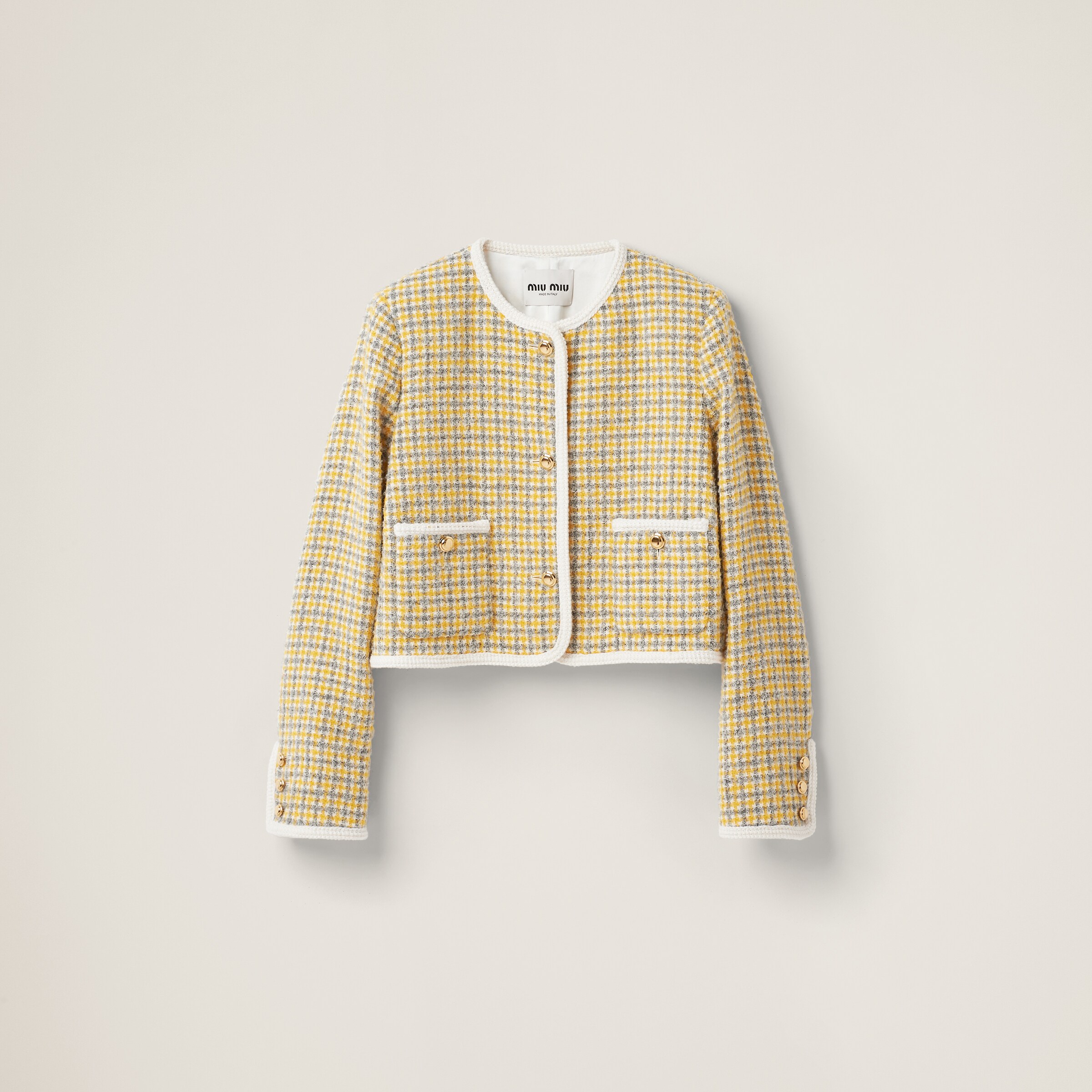 Yellow on sale boucle jacket