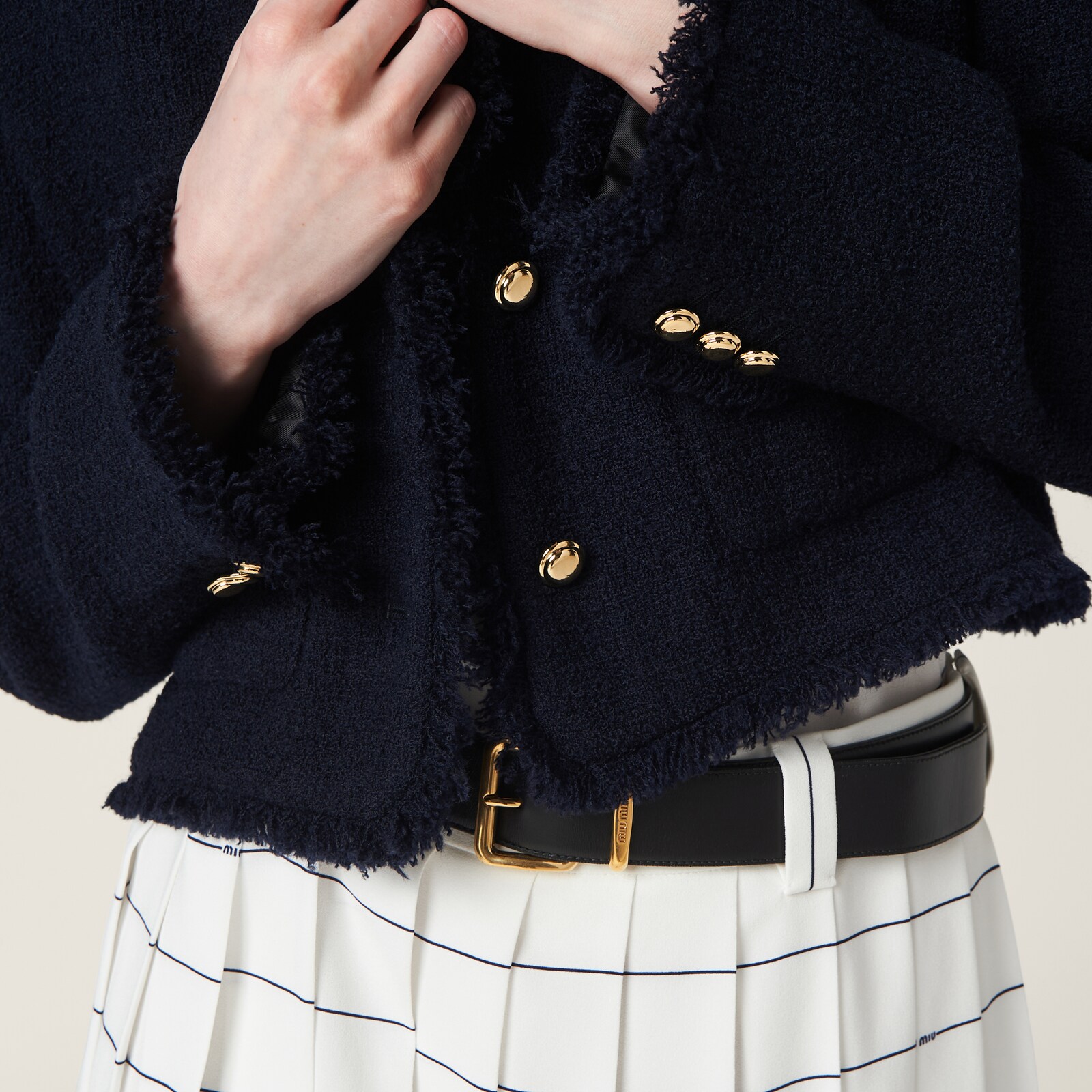 MIUMIU 17 years cotton logo print cropped Jacket outer MH1448 Navy 36