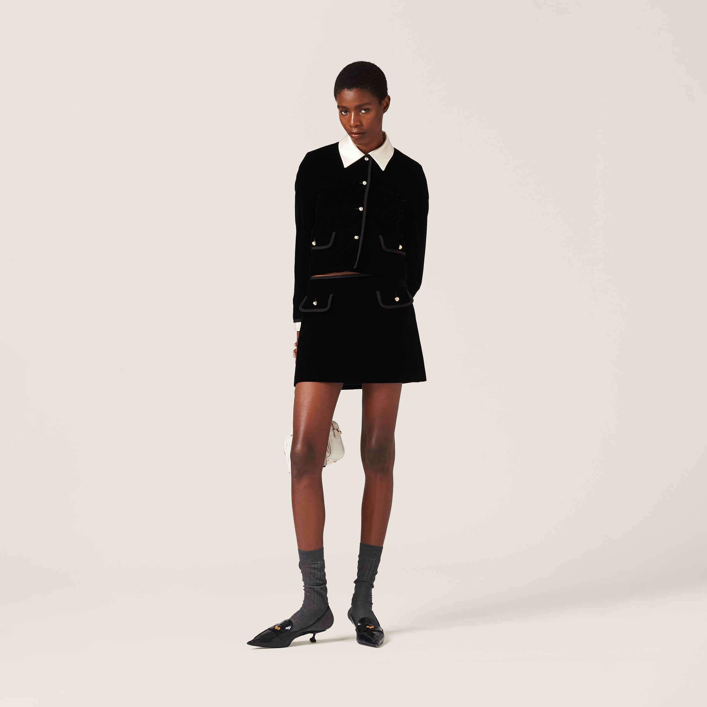 Black Single breasted Velvet Jacket Miu Miu