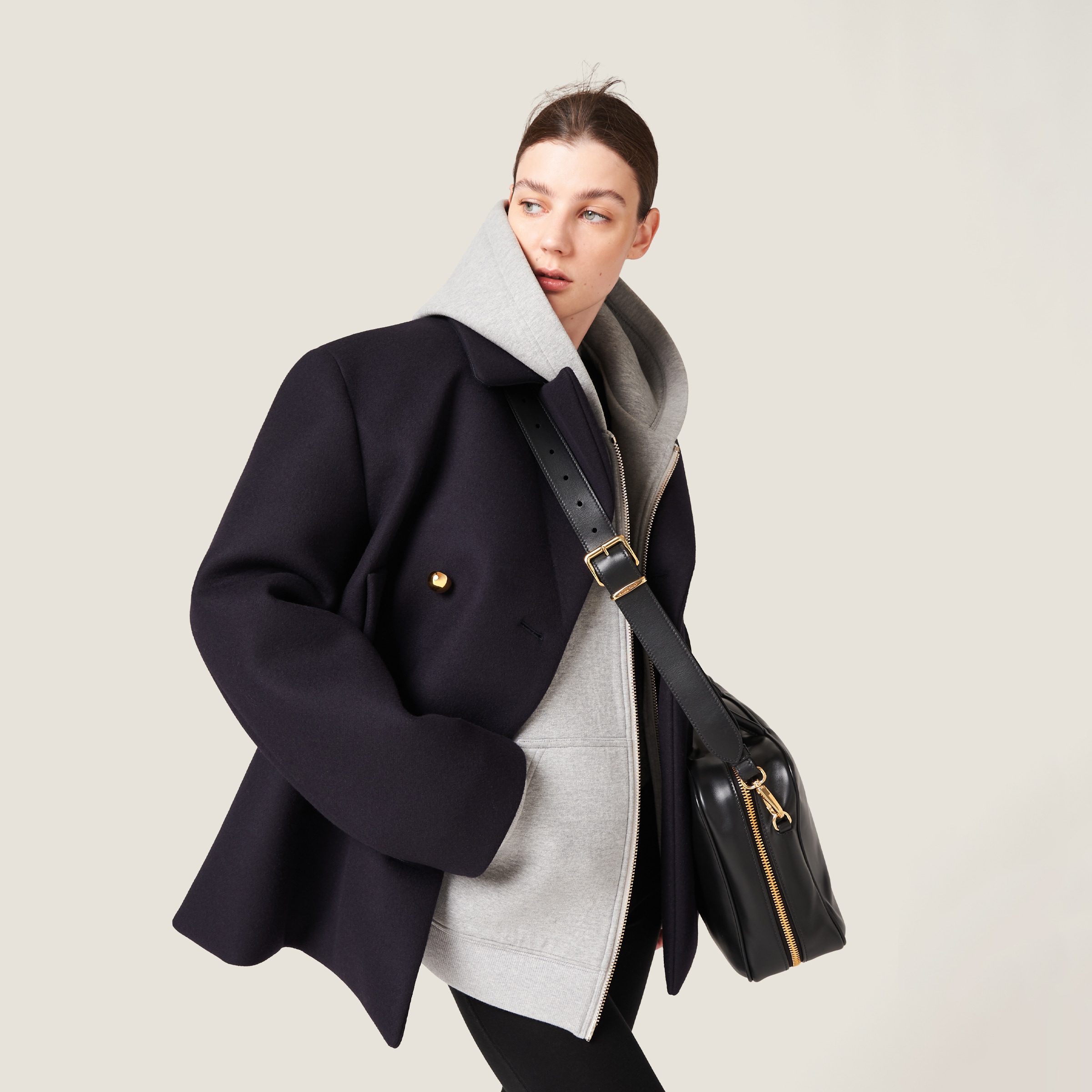 売り切れ必至！ Peacoat Cloth Double-breasted Navy Jacket Miu Miu | ジャケット・アウター