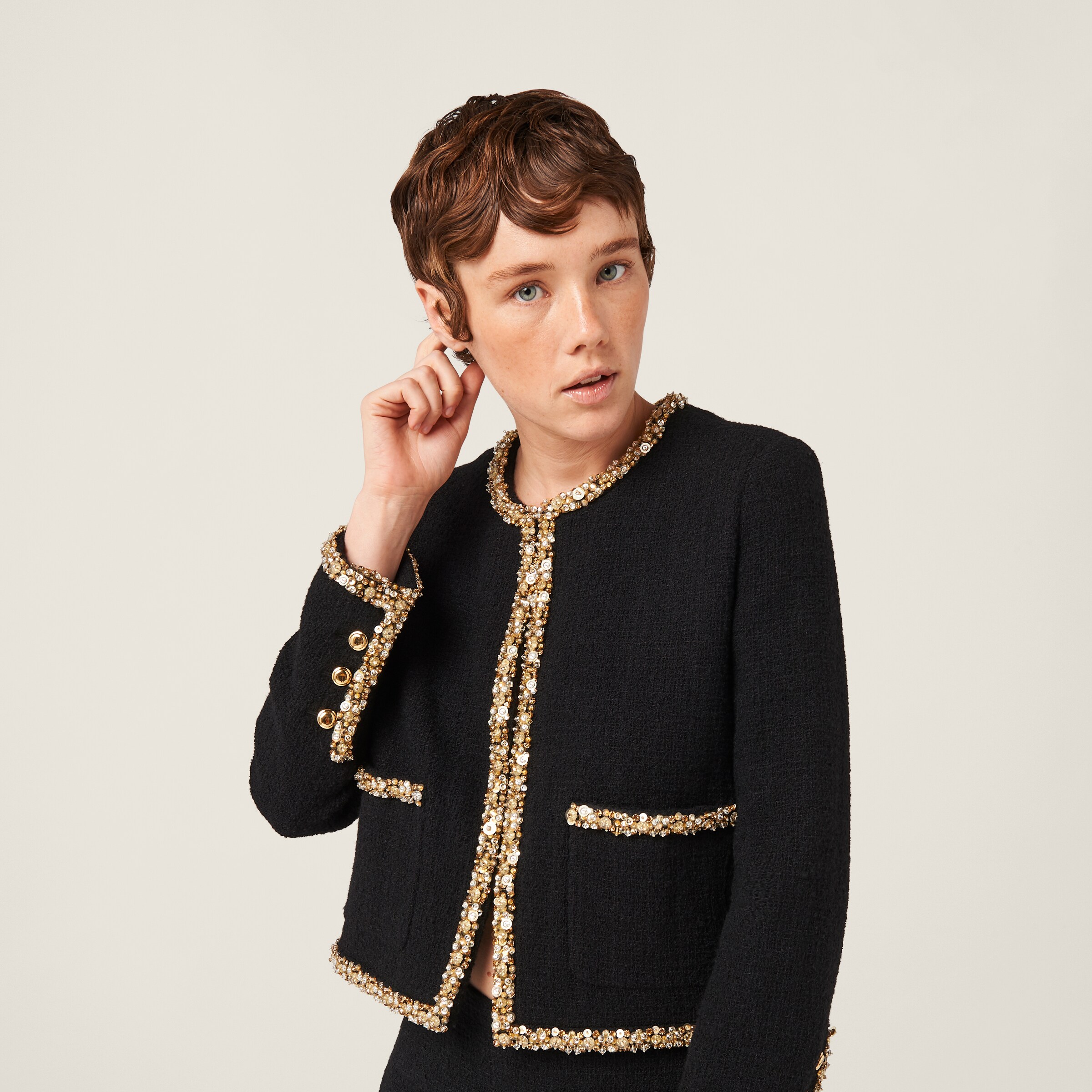 Black Single-breasted Tweed Jacket | Miu Miu Black Single-breasted Tweed Jacket | Miu Miu