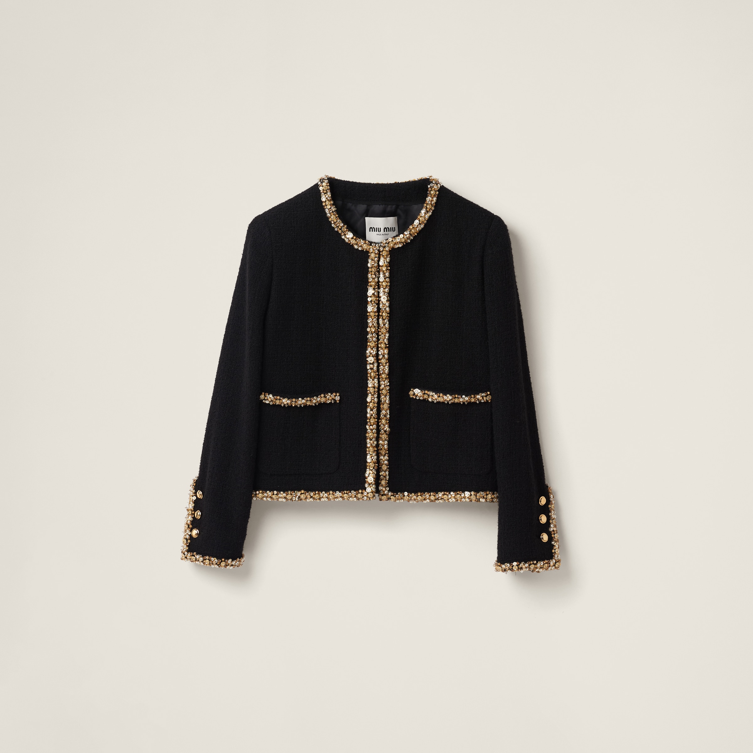 Black Single breasted Tweed Jacket Miu Miu