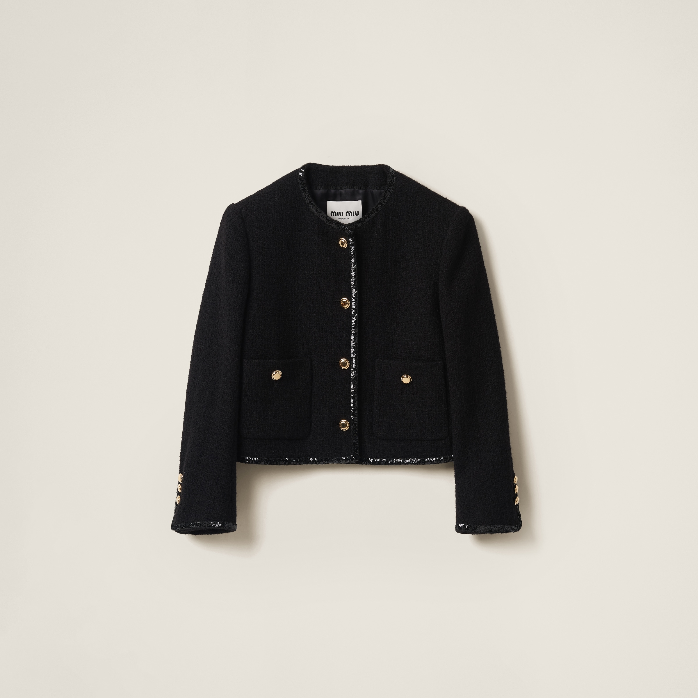 Black Single breasted Tweed Jacket Miu Miu