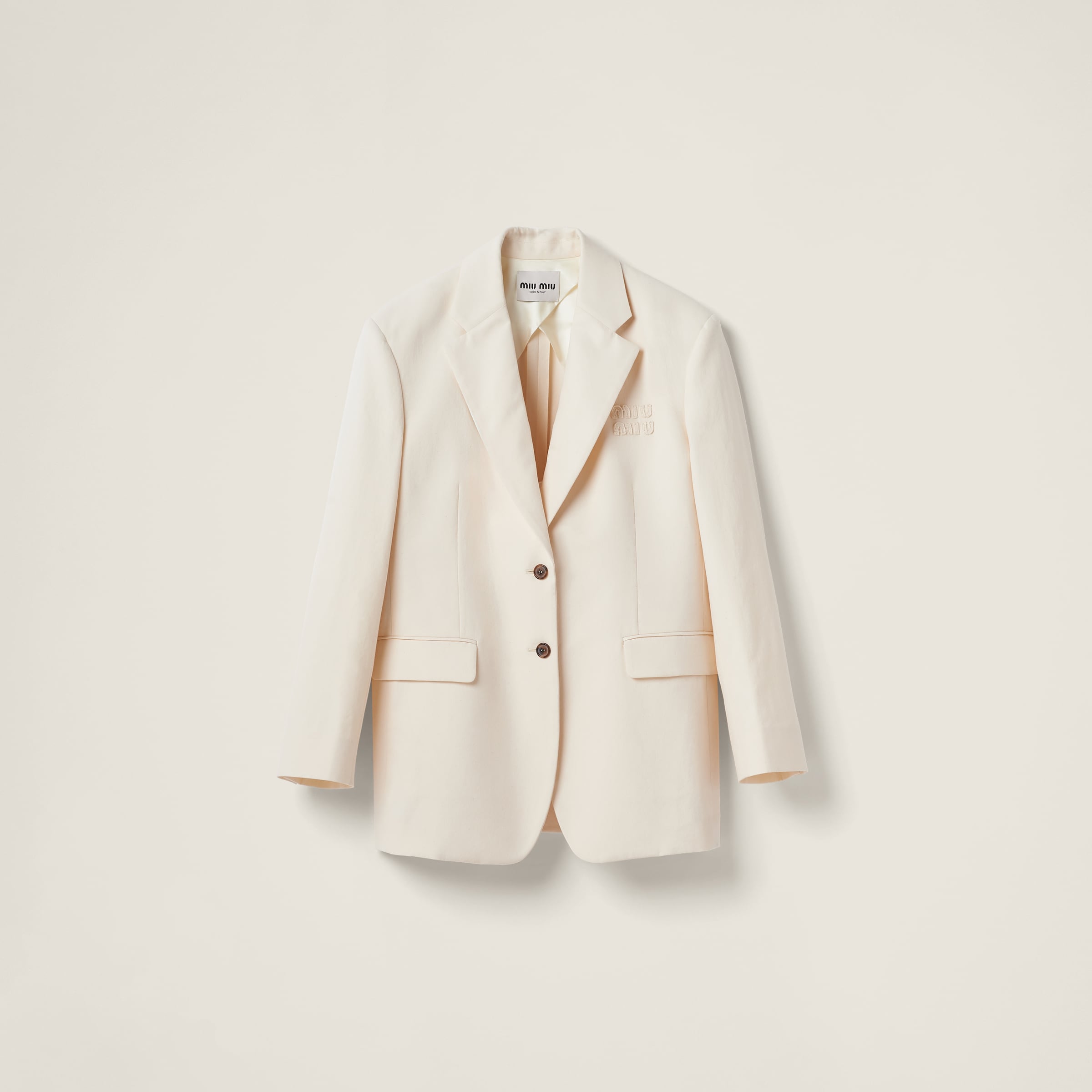 Miumiu Single-breasted Canvas Jacket In Natural