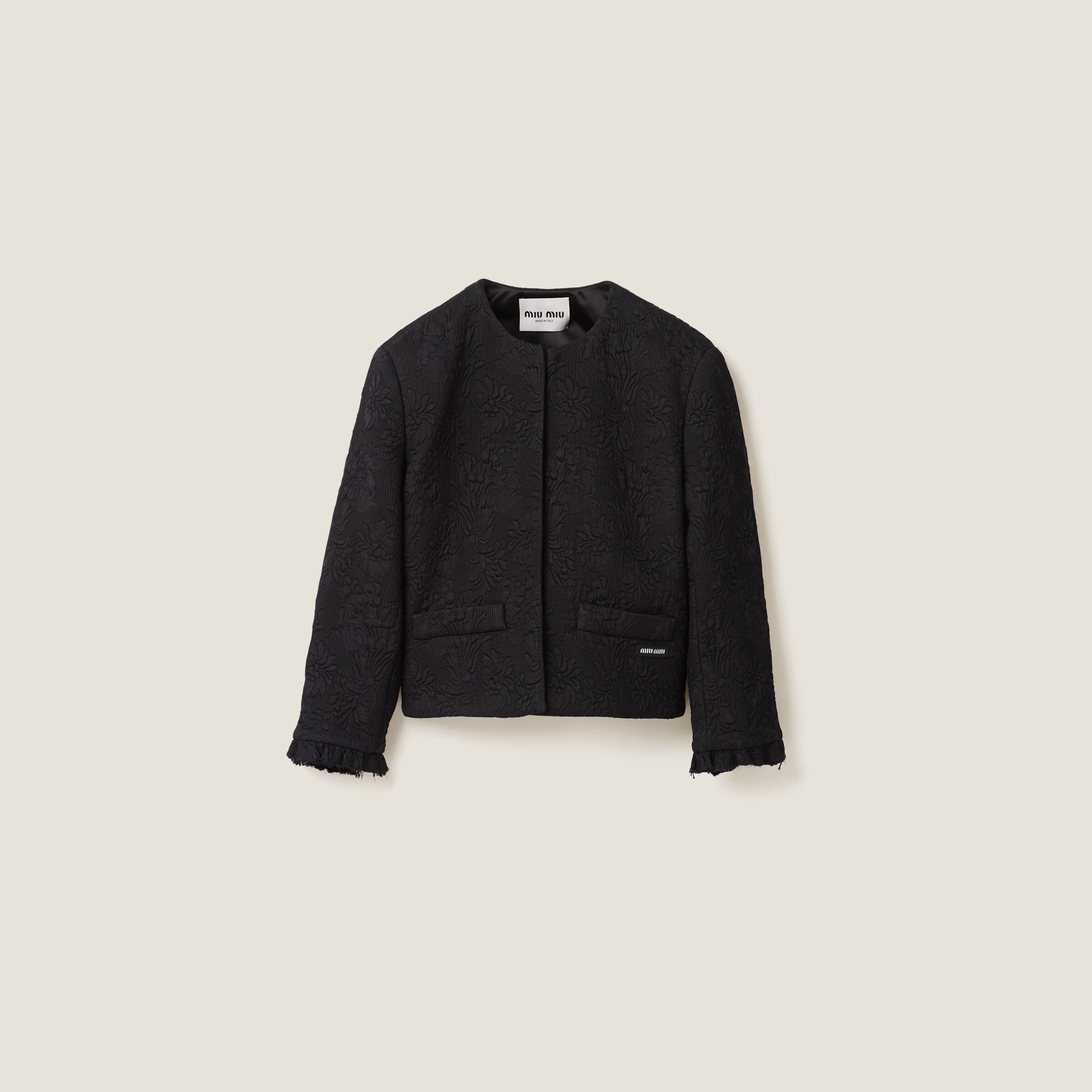 Miumiu Single-breasted Matelassé Effect Jacquard Jacket In Black