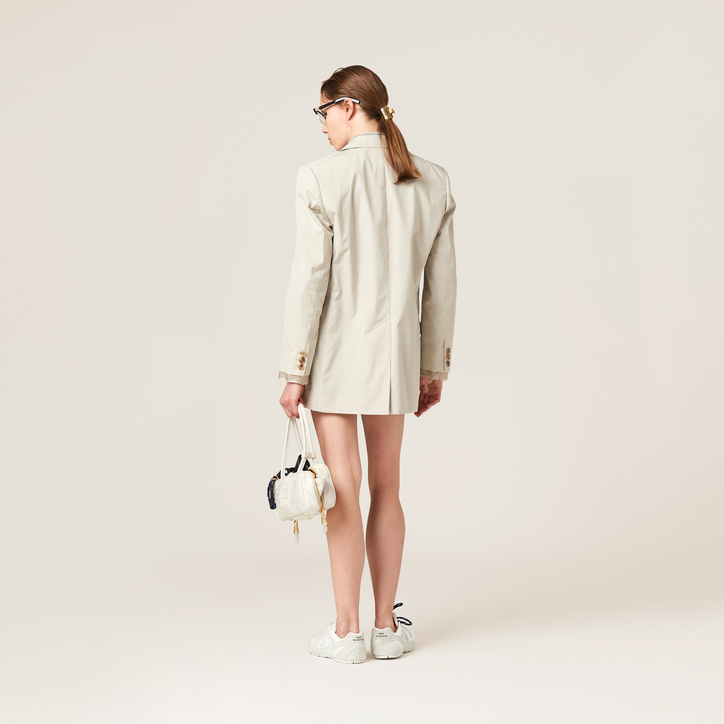 ジャケット Single-breasted poplin jacket MH1936_10RG_F0A08_S_OOO Limestone Single-breasted Poplin Jacket | Miu Miu
