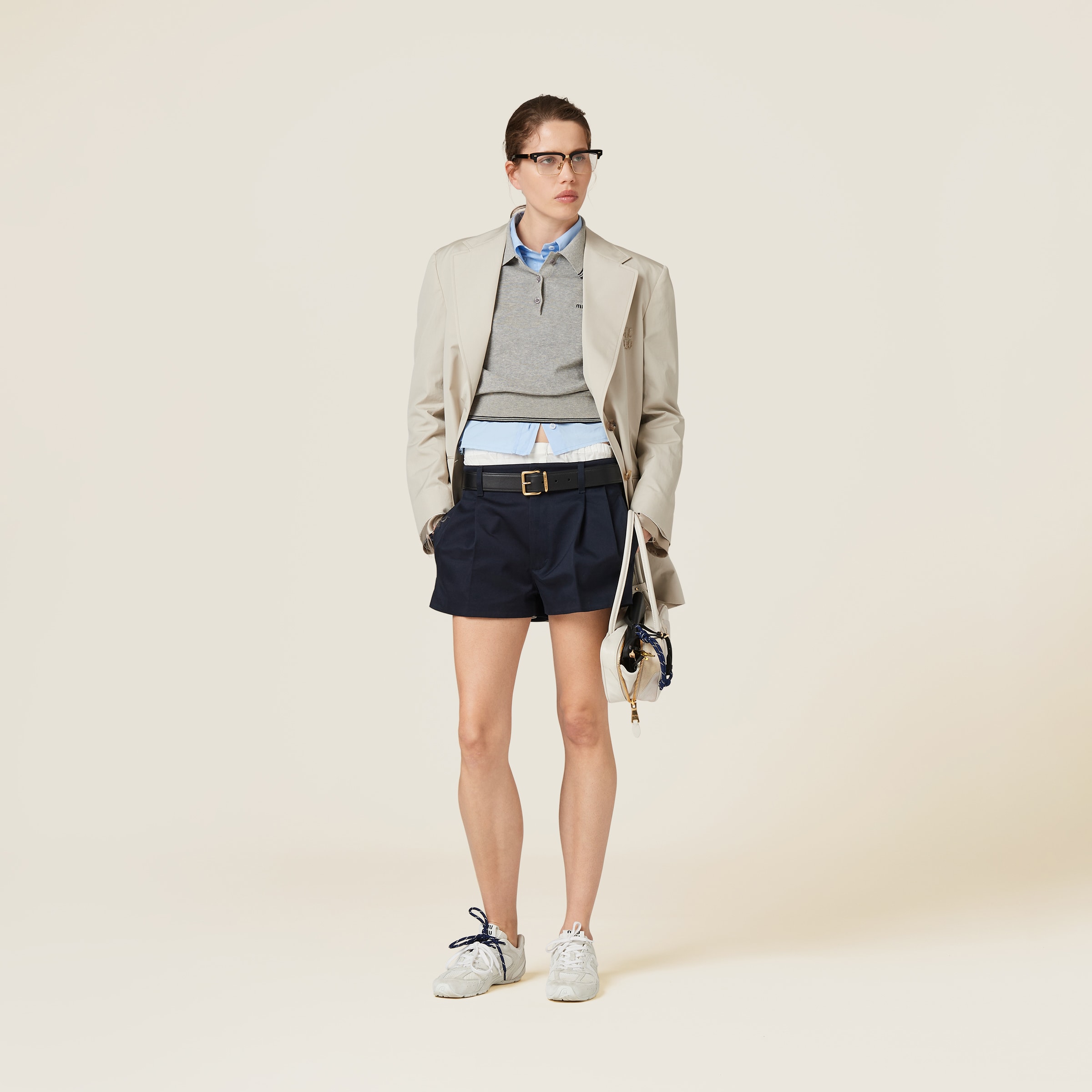 ジャケット Single-breasted poplin jacket MH1936_10RG_F0A08_S_OOO Limestone Single-breasted Poplin Jacket | Miu Miu