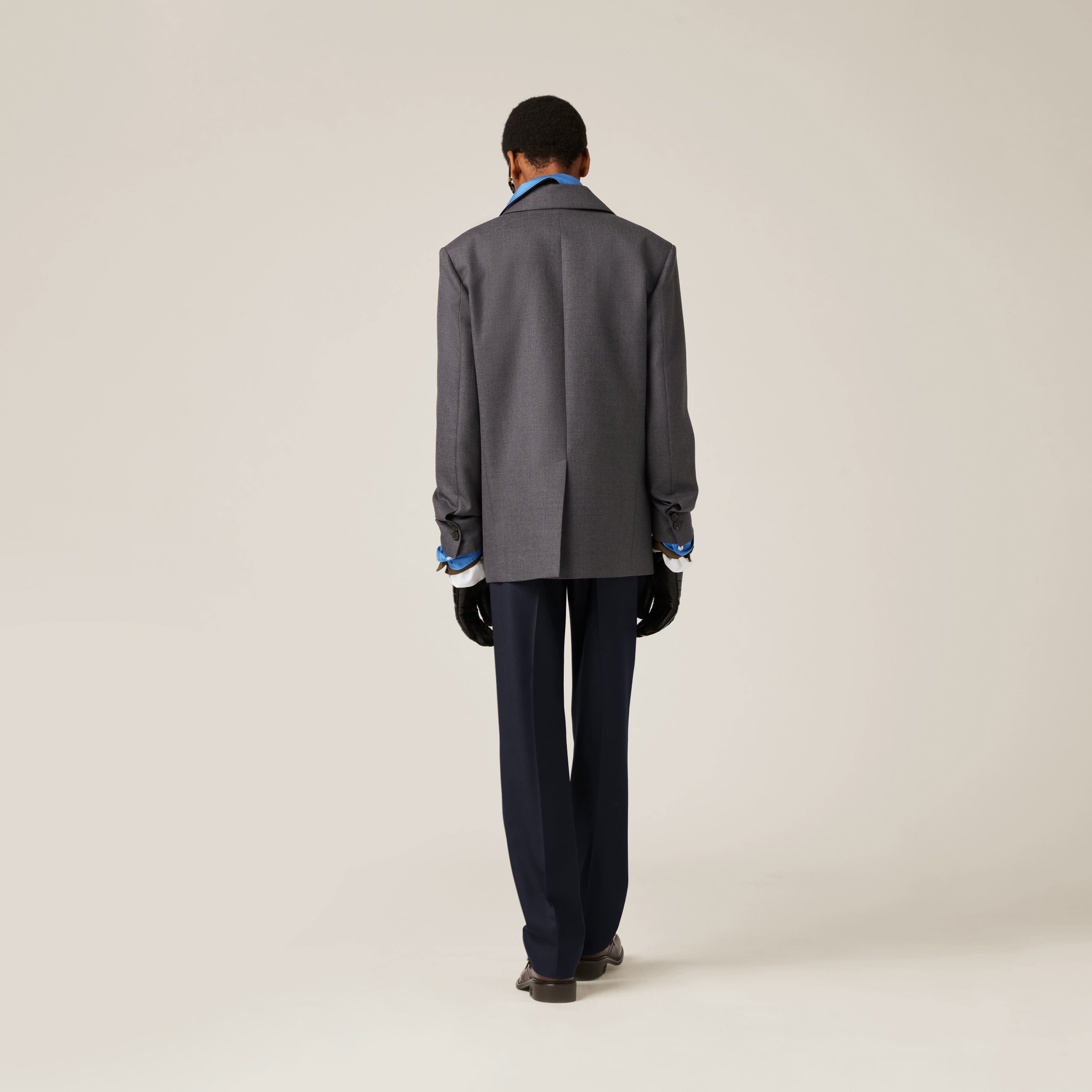 Miu Miu Single-breasted Gabardine Jacket In Anthracite Gray