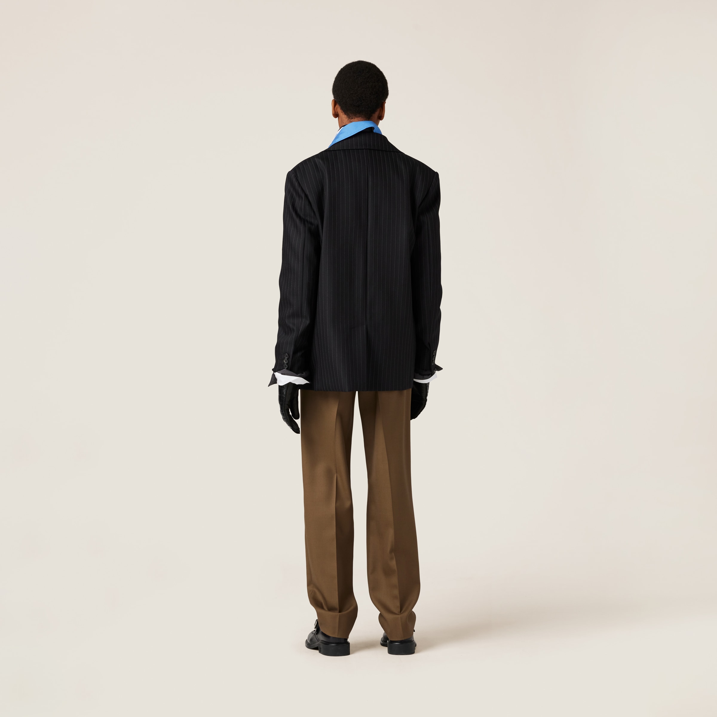 Miu Miu Single-breasted Pinstripe Jacket In Black