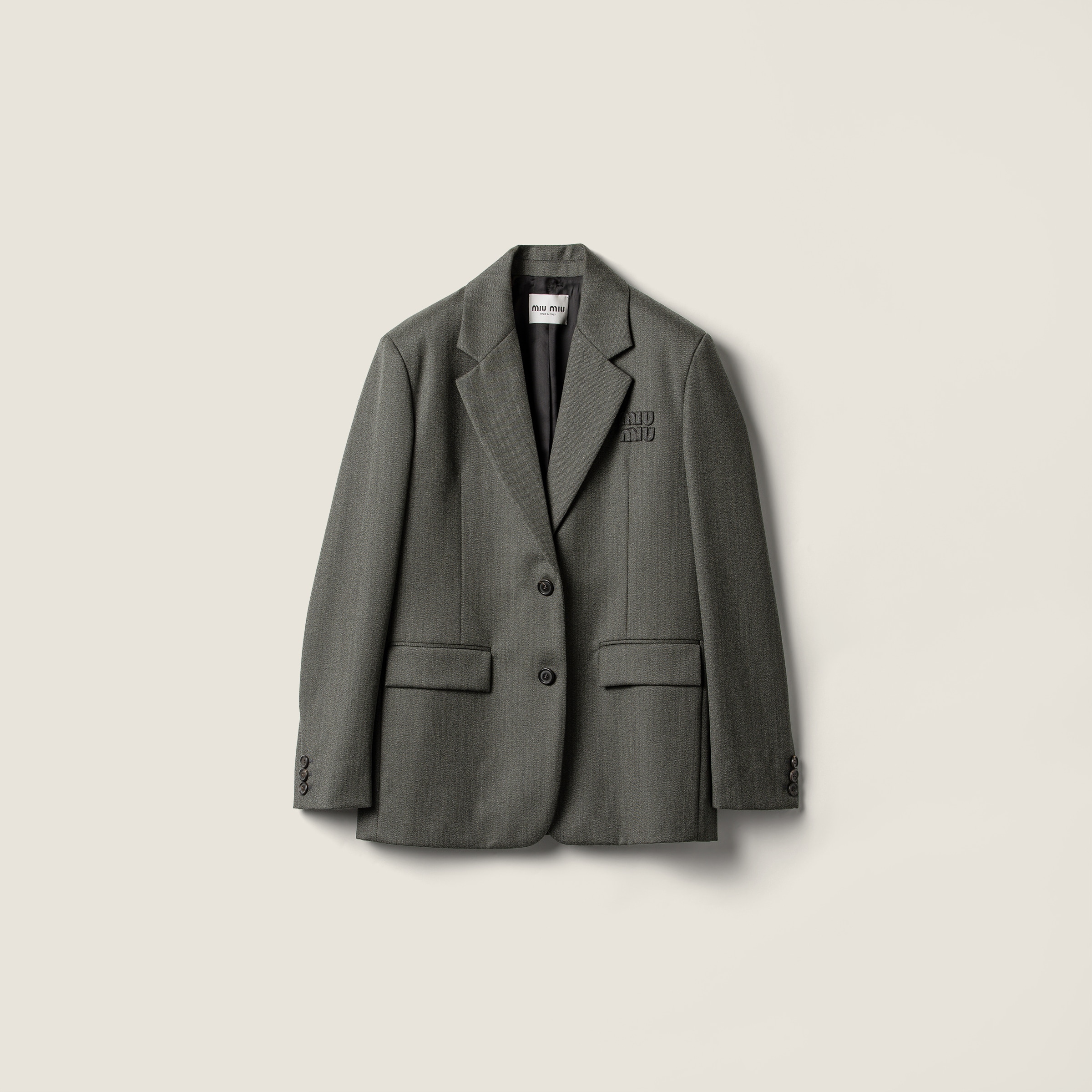 Miu Miu Cover Fabric Single-breasted Jacket In Gray