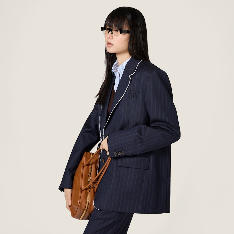 Single-breasted pinstriped jacquard jacket