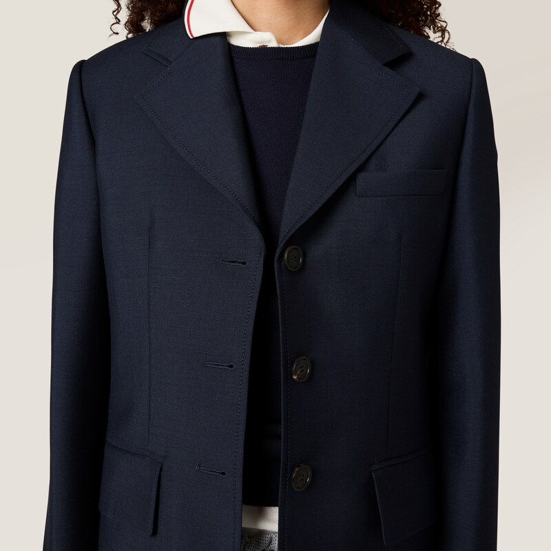 Chaqueta de botonadura simple en kid mohair