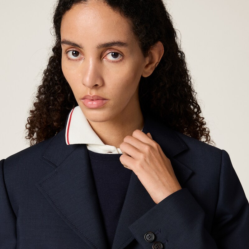 Chaqueta de botonadura simple en kid mohair