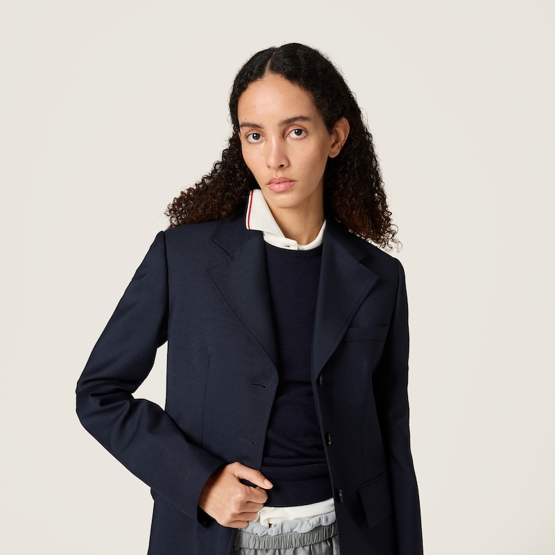 Chaqueta de botonadura simple en kid mohair