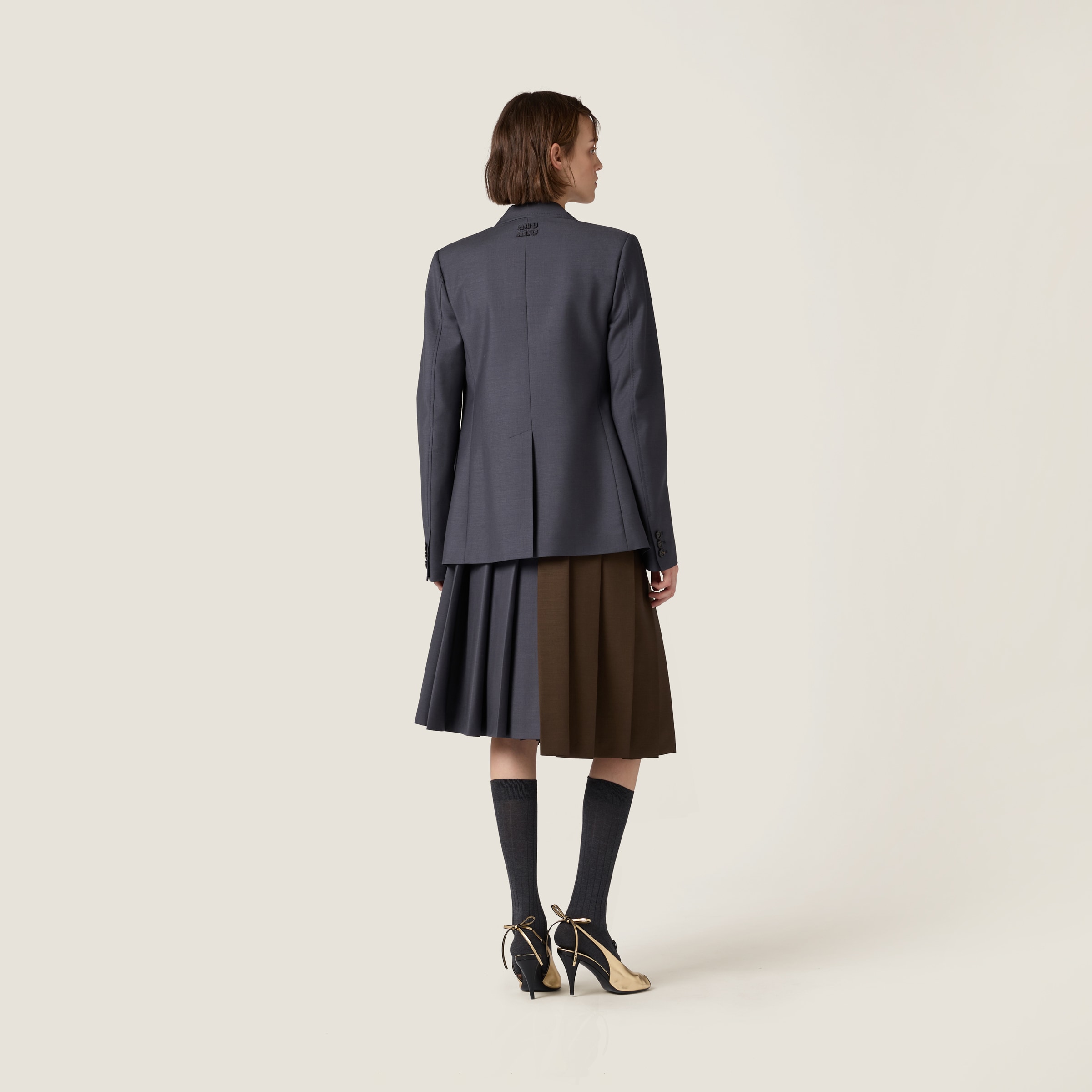 Miu Miu Single-breasted Kid Mohair Jacket In Hematite