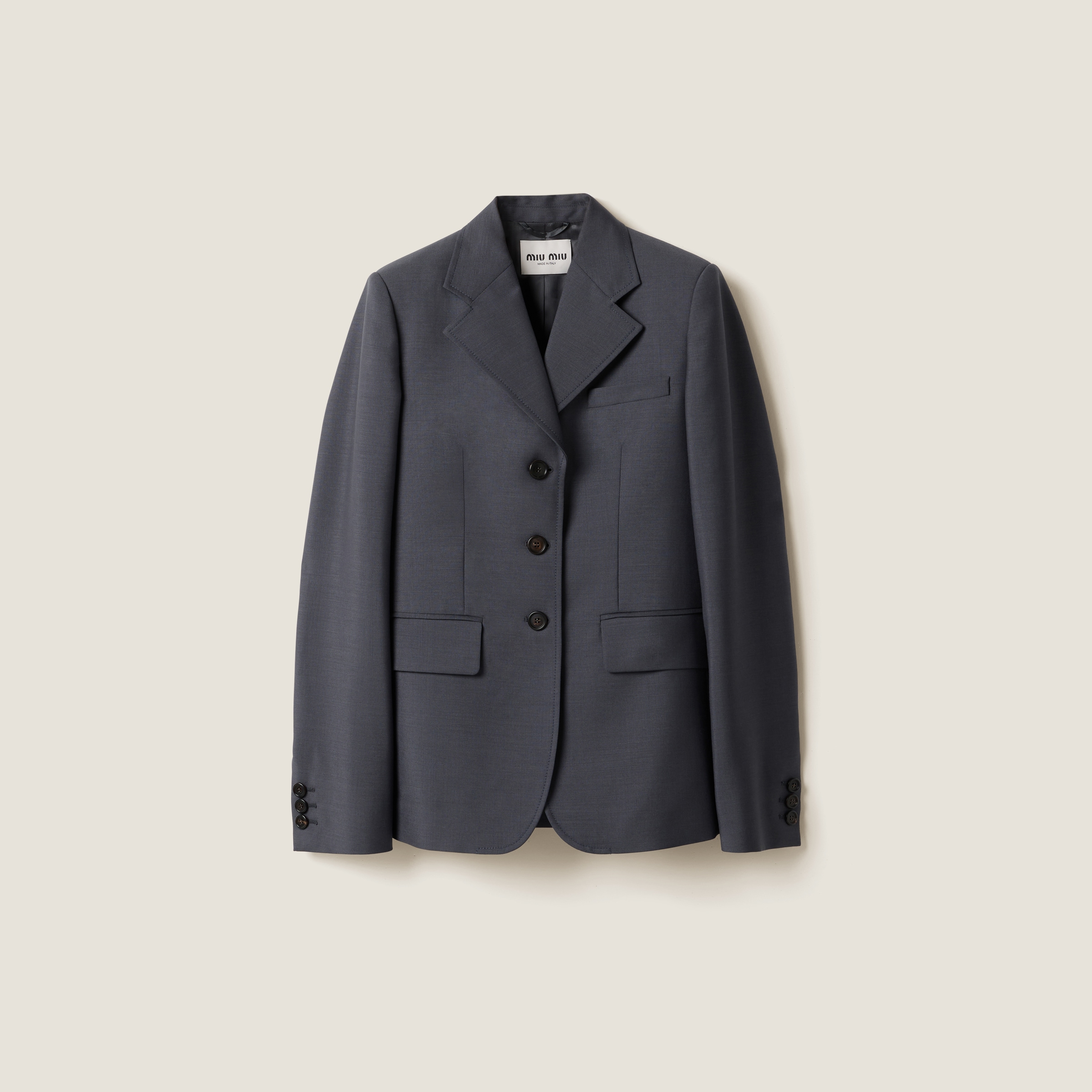 Miu Miu Single-breasted Kid Mohair Jacket In Hematite