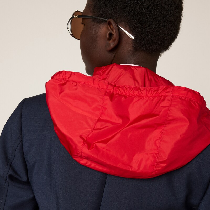 雙襟小山羊毛和科技pongé外套