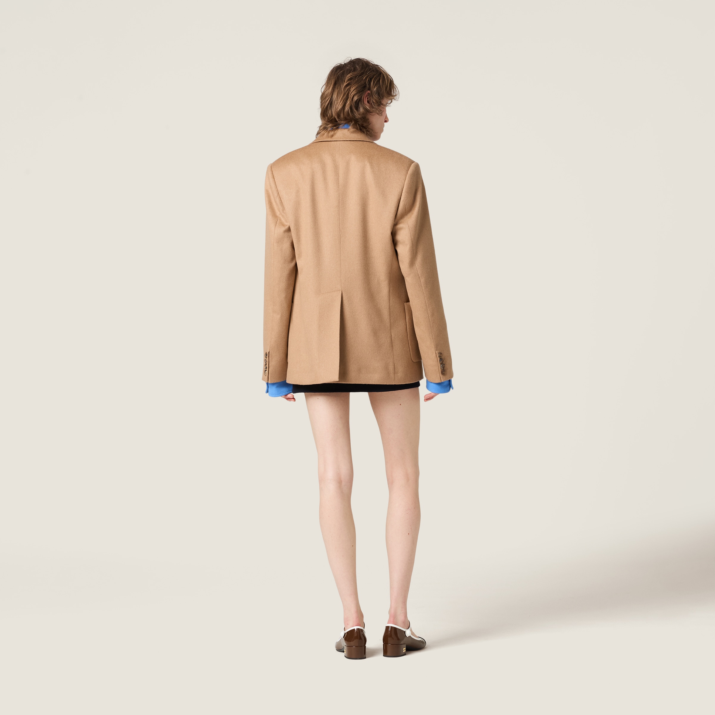 Miu Miu Oversized Single-breasted Camel Hair Jacket In Brown