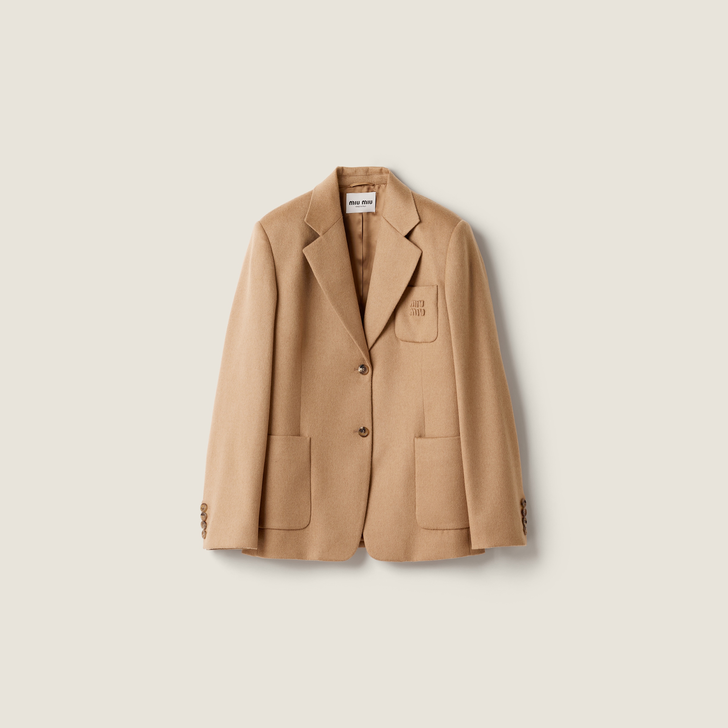 Miu Miu Oversized Single-breasted Camel Hair Jacket In Brown
