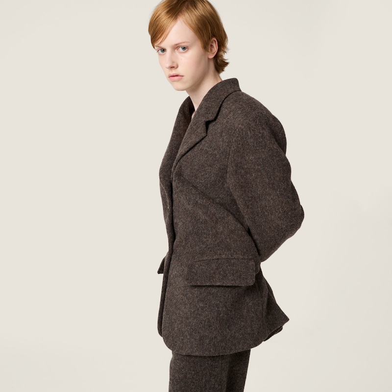 เสื้อแจ็กเก็ตผ้าไลท์วูล Shetland กระดุมแถวเดียว