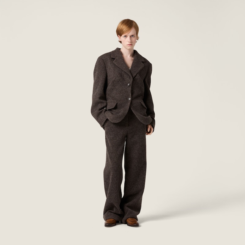 เสื้อแจ็กเก็ตผ้าไลท์วูล Shetland กระดุมแถวเดียว