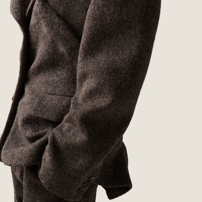 เสื้อแจ็กเก็ตผ้าไลท์วูล Shetland กระดุมแถวเดียว