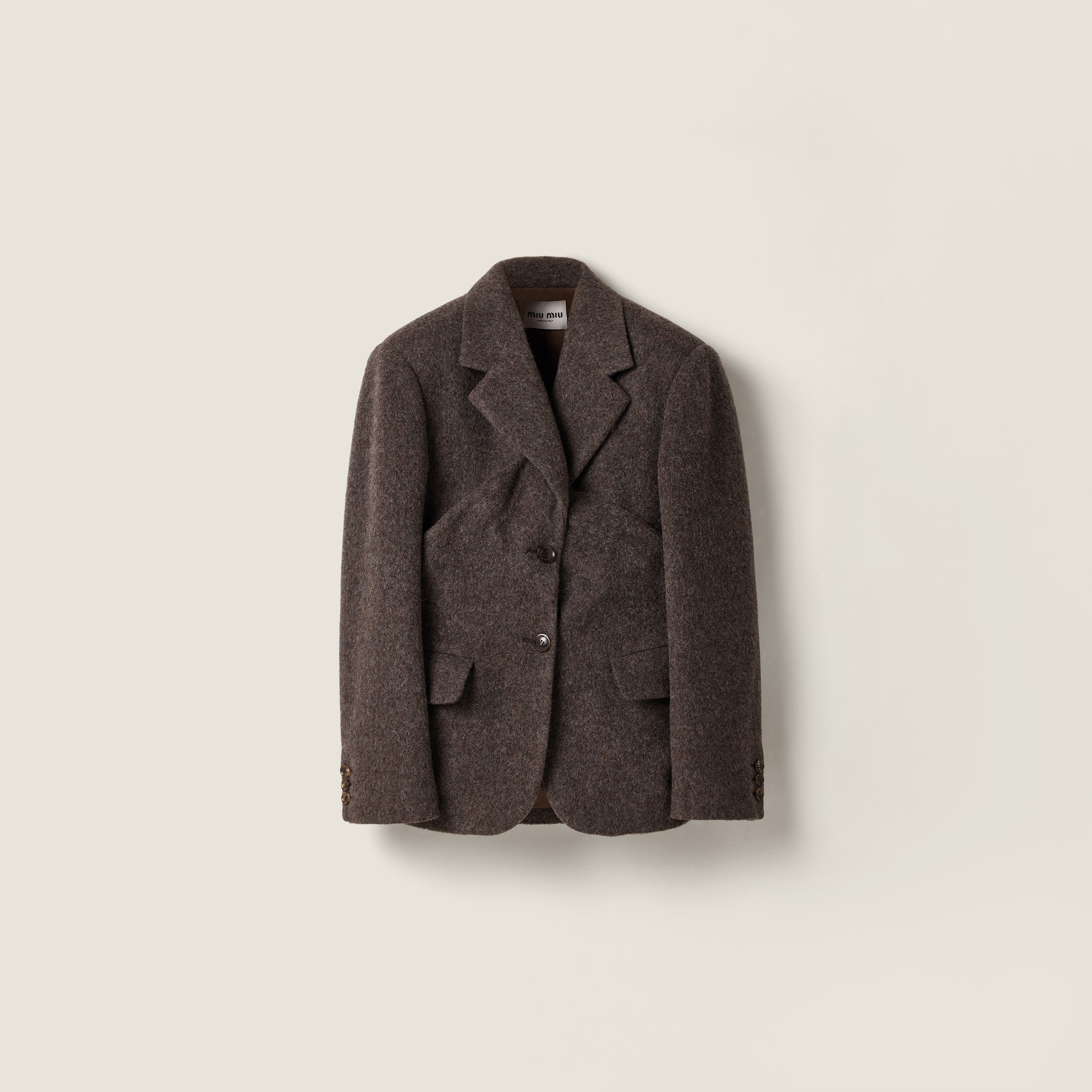 Miu Miu Single-breasted Light Shetland Wool Jacket In Multi