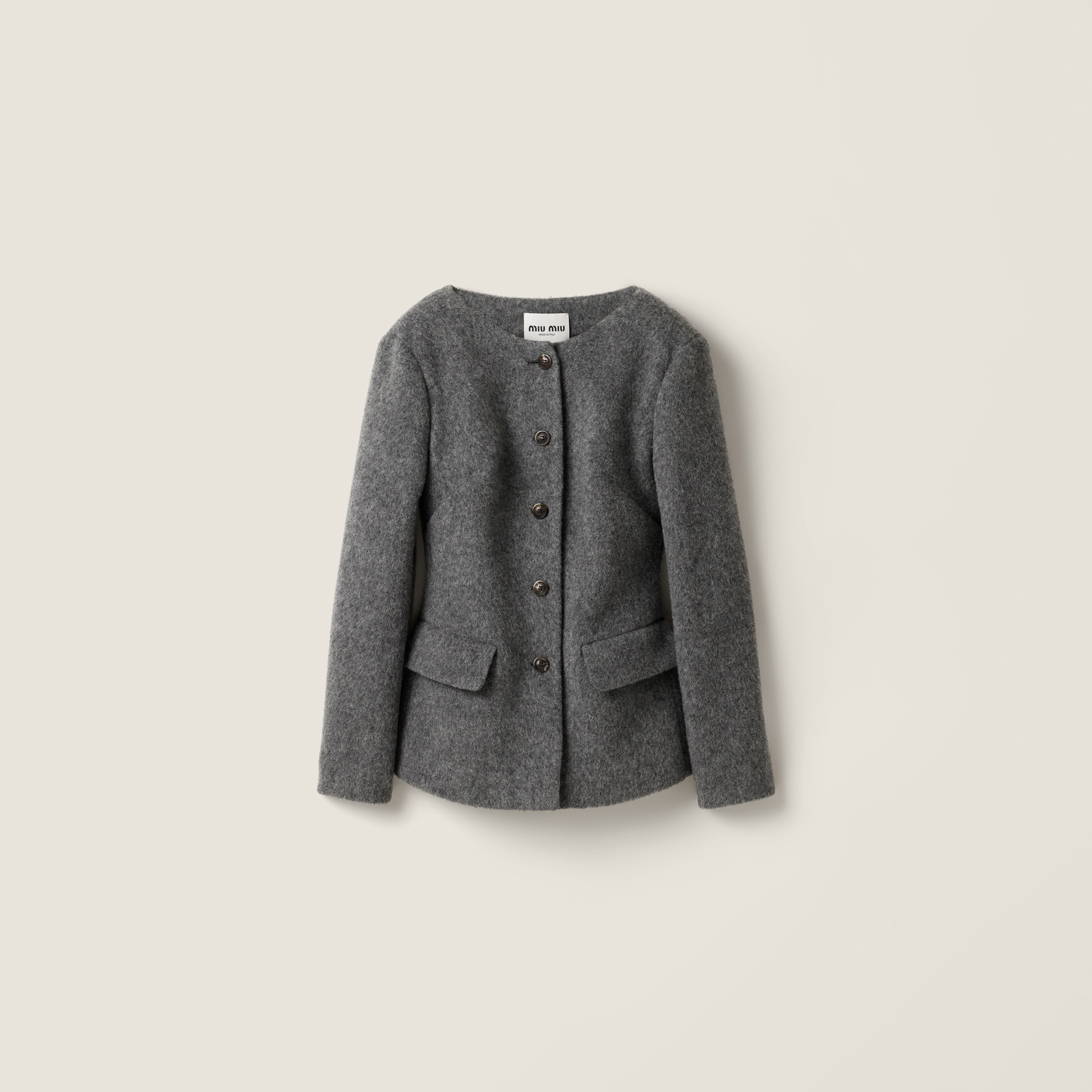 Miu Miu Light Shetland Wool Jacket In Gray