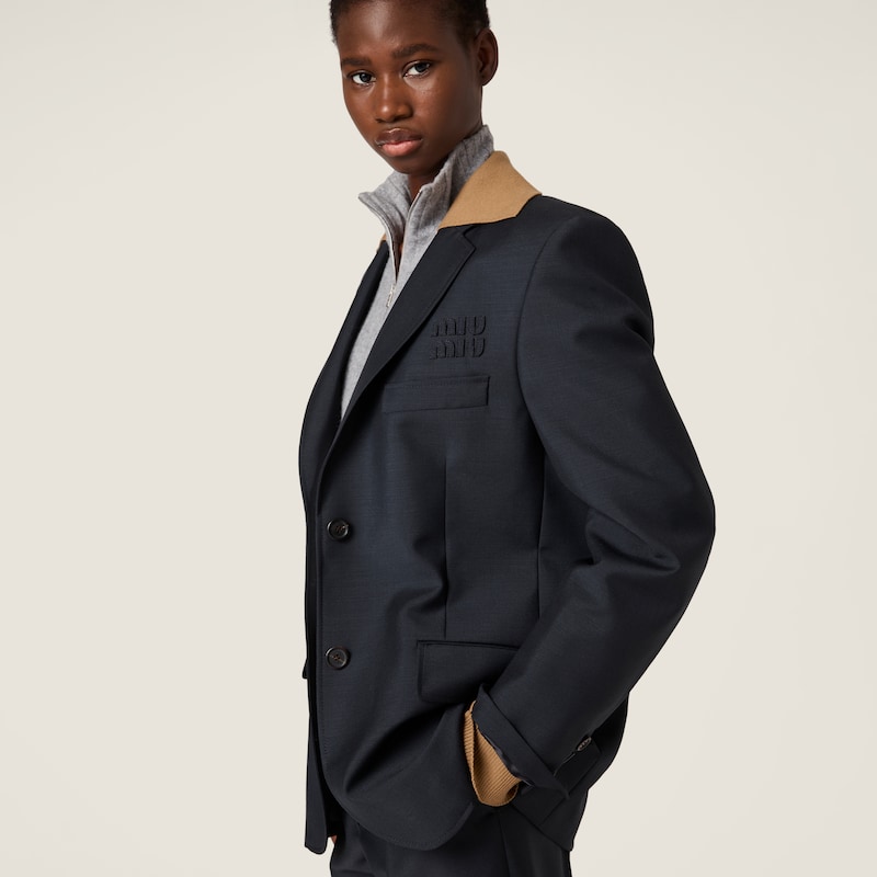 Single-breasted kid mohair jacket