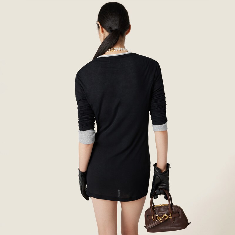 Ribbed knit jersey dress