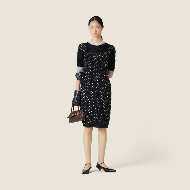 Ribbed knit jersey dress