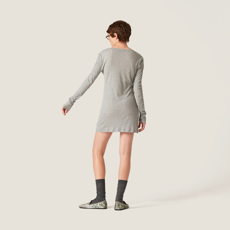 Ribbed knit jersey dress