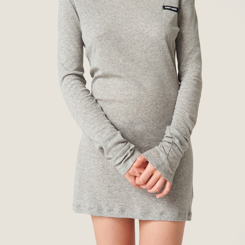 Ribbed knit jersey dress