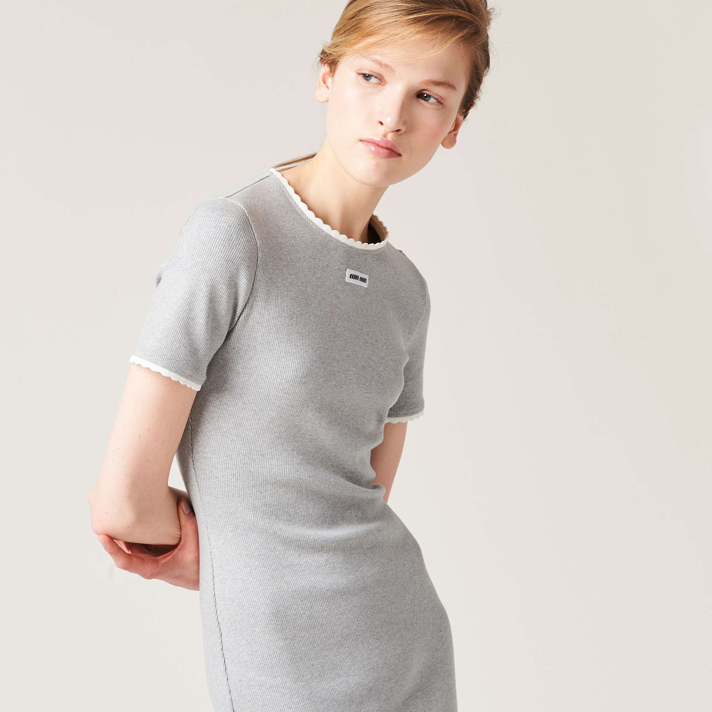 Grey Cotton Mini dress Miu Miu