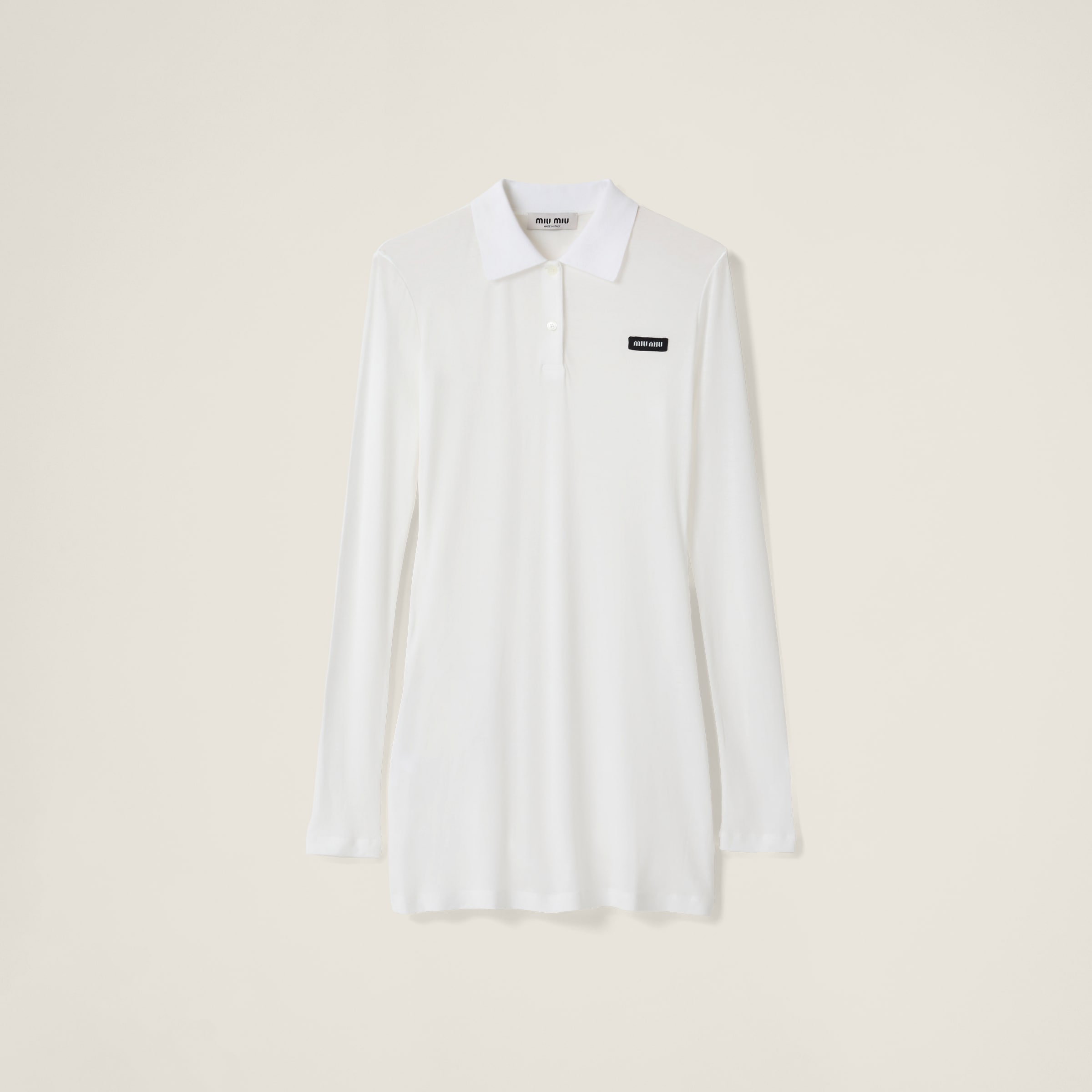 Miu Miu Ribbed Jersey Mini-dress In White