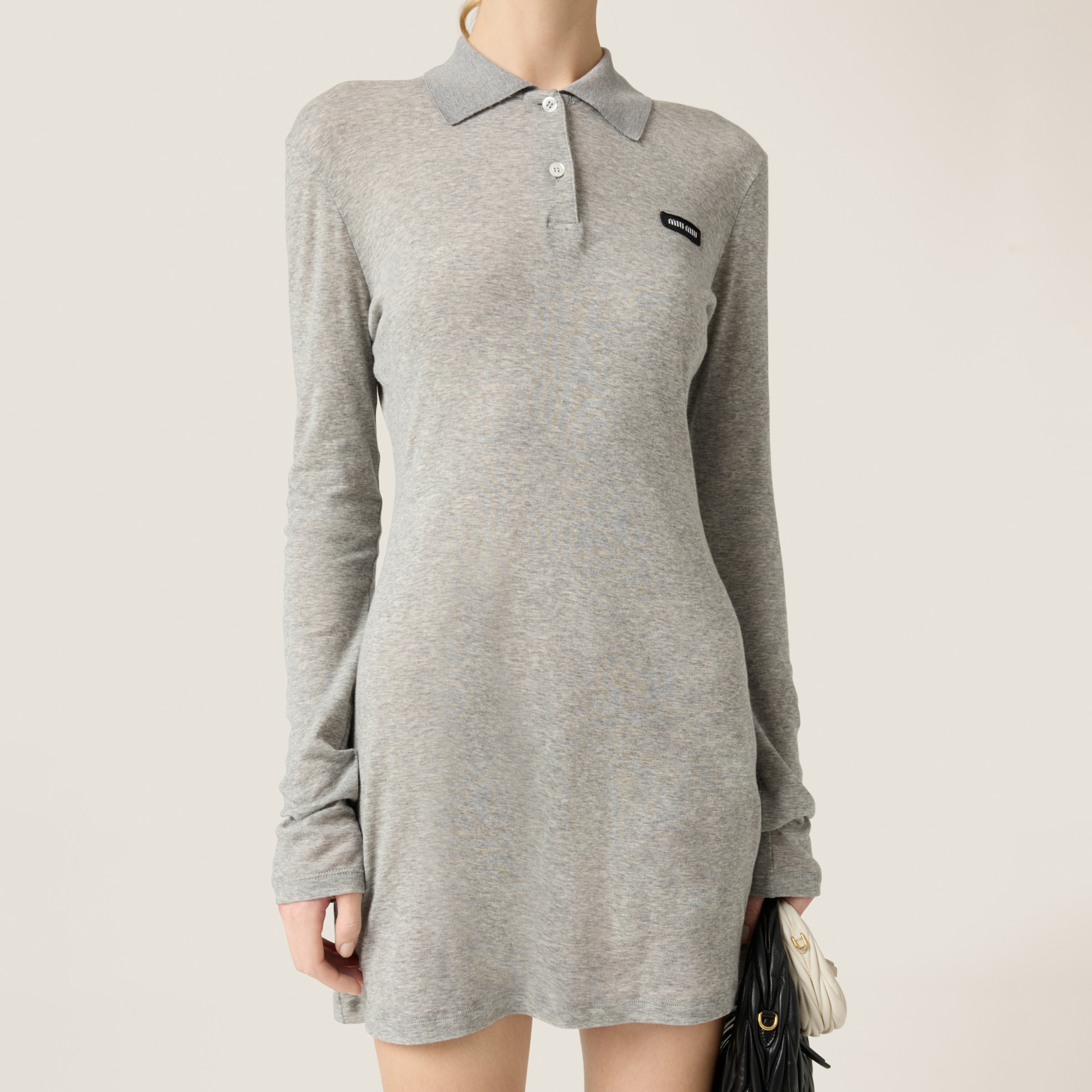 Miu Miu Minikleid Aus Geripptem Strick In Grey