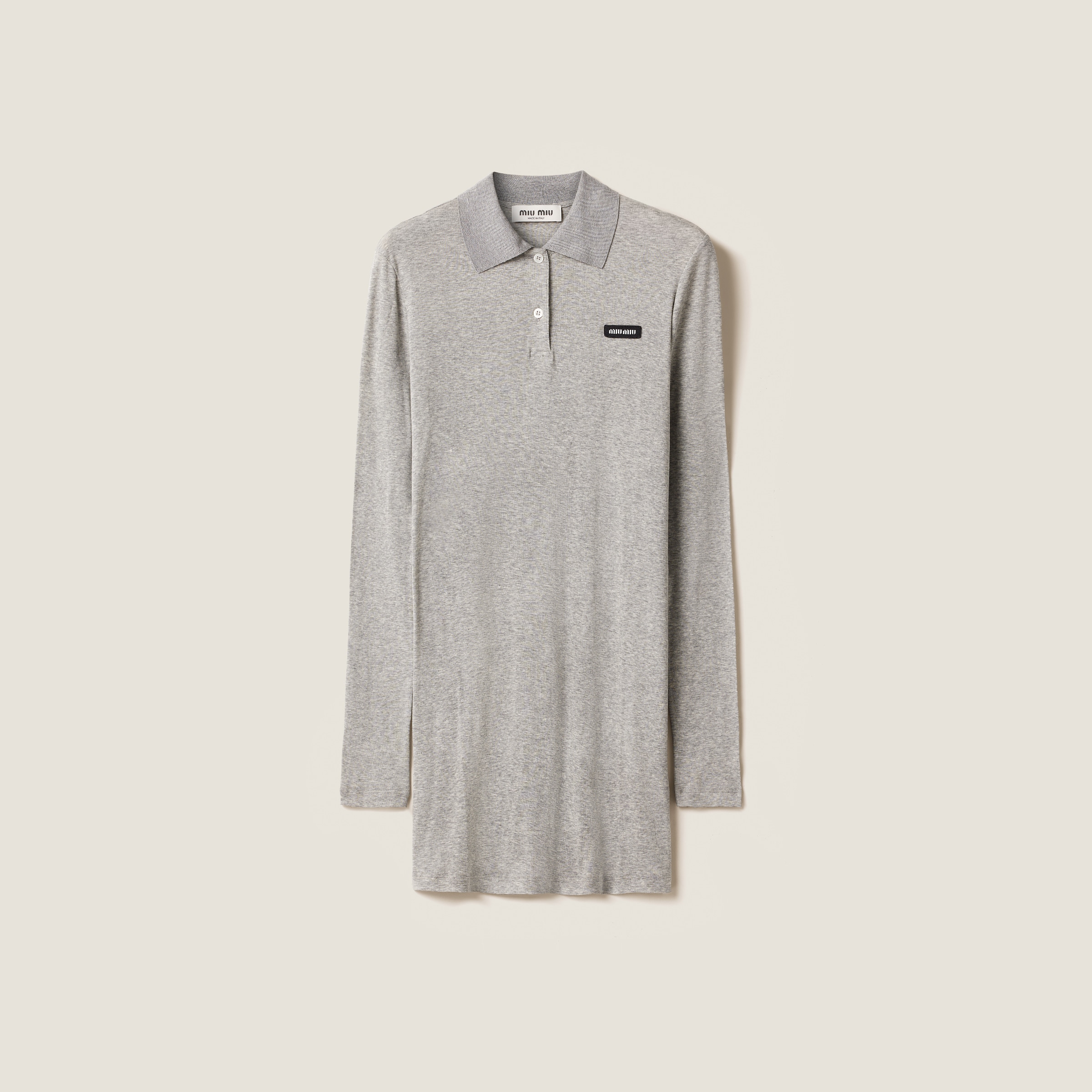 Grey Ribbed Jersey Mini-dress | Miu Miu