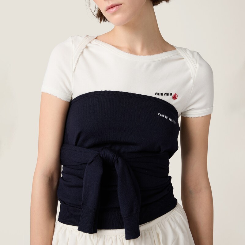 ชุดบอดี้สูทผ้าเจอร์ซีย์ยืด Petit Bateau X Miu Miu