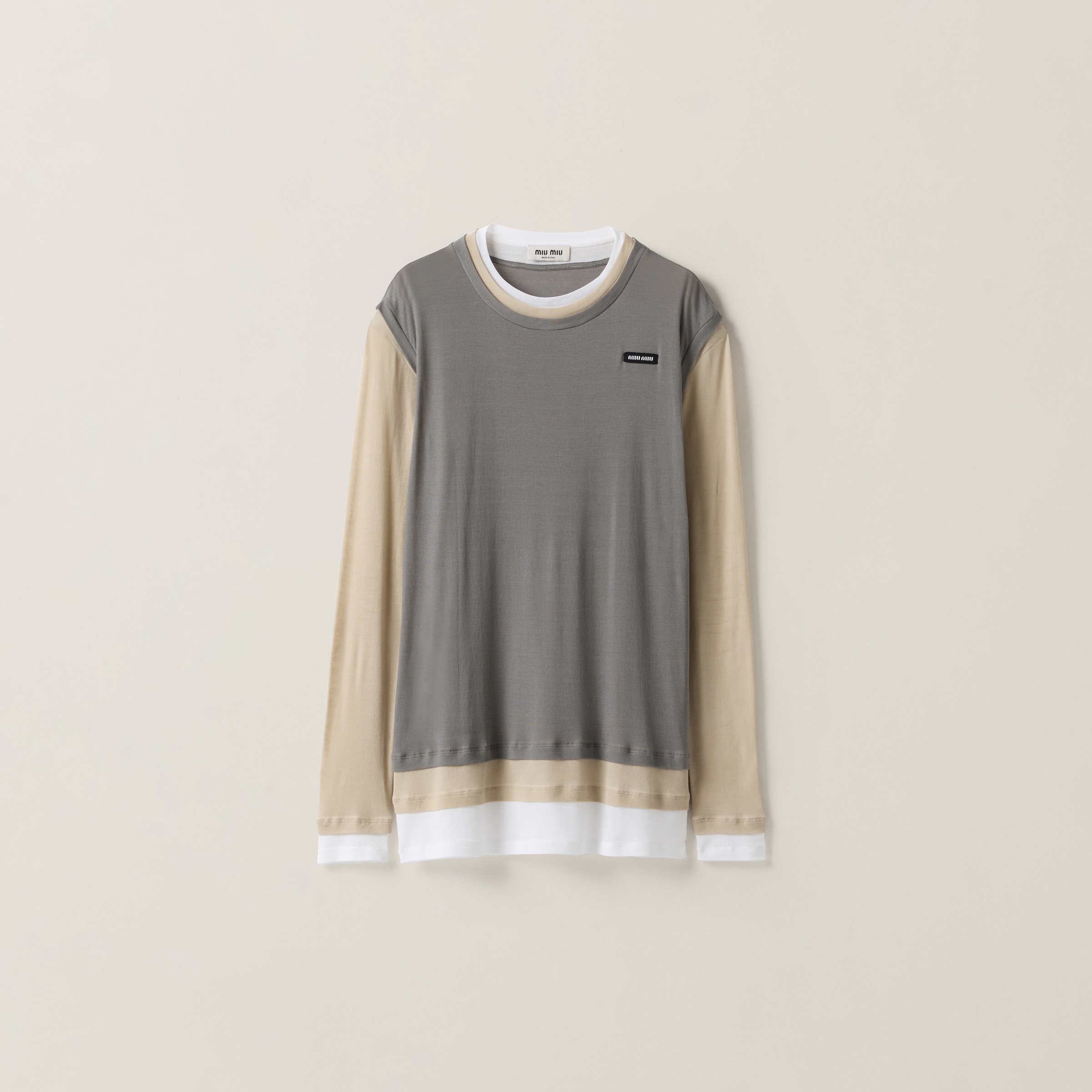 グレージュ／シルバーグレー リブ編み ジャージー ドレス | Miu Miu