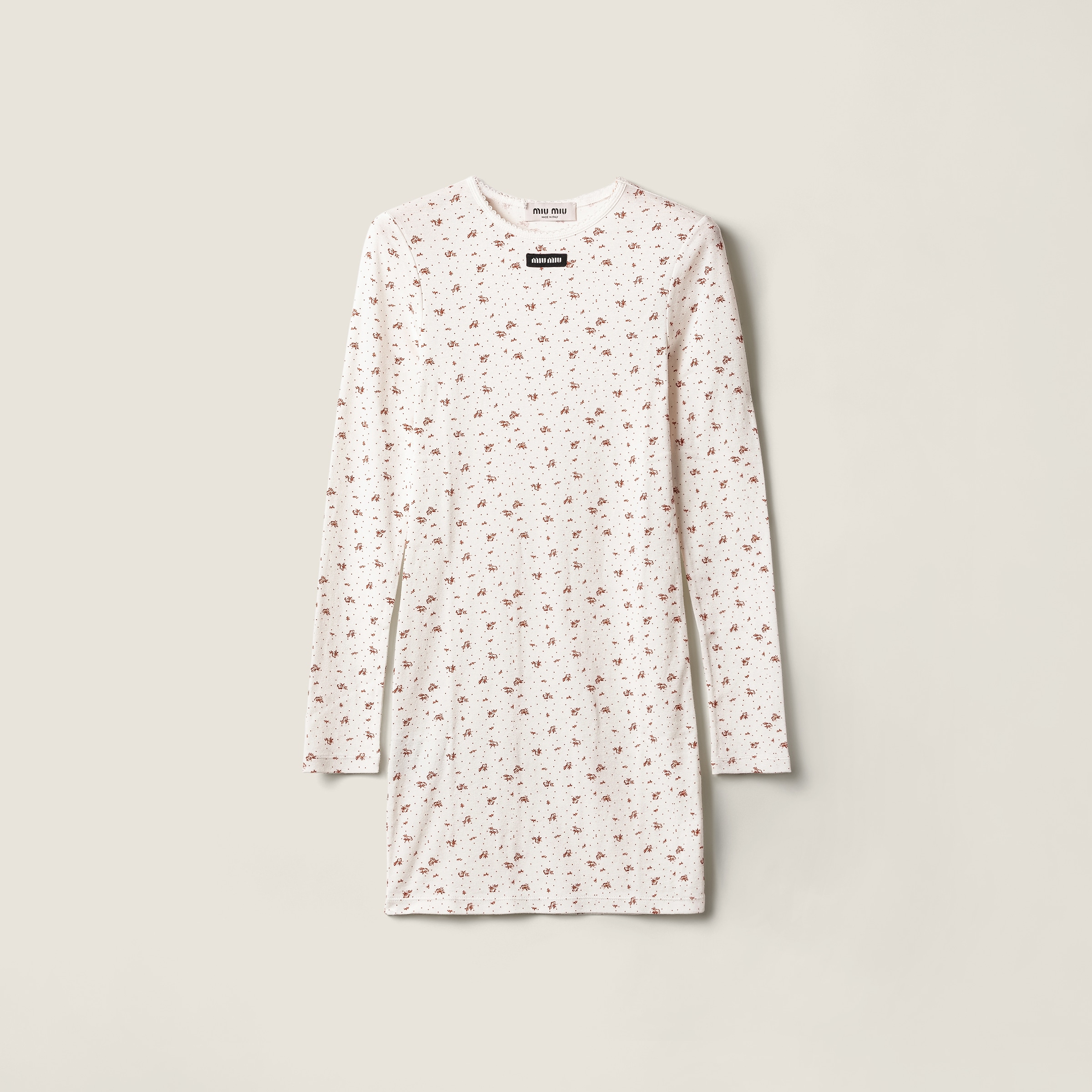 Miu Miu リブ編みジャージードレス ホワイト ホワイト リブ編み ジャージー ドレス | Miu Miu