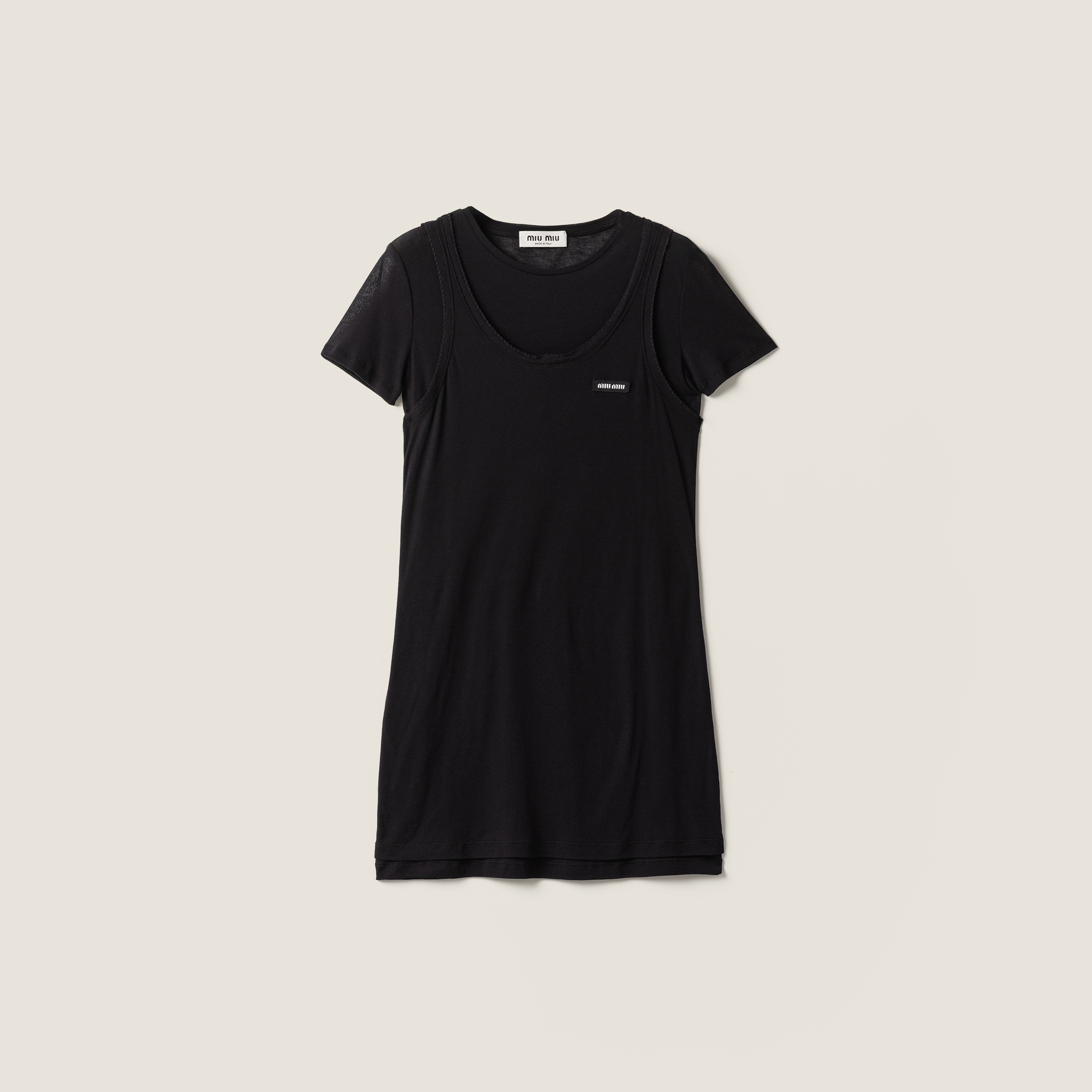 miu miu ribbed knit jersey dress Black | miu miu dress price