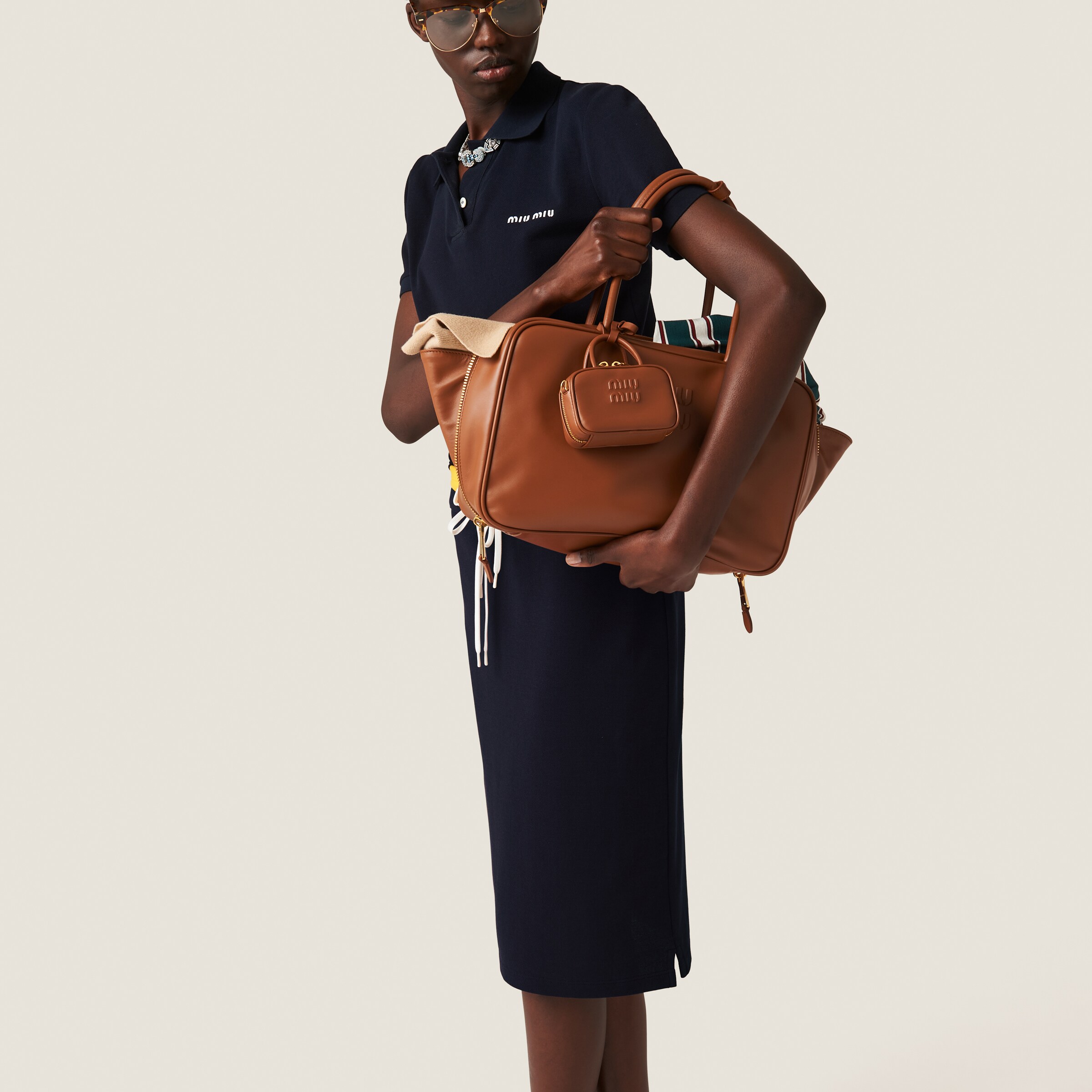 Navy Cotton Piqué Skirt | Miu Miu